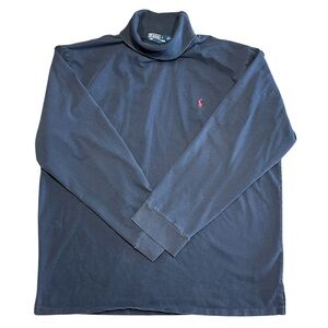 Vintage Polo Ralph Lauren Turtleneck Navy Red Pony Logo XXL Long Sleeve Shirt